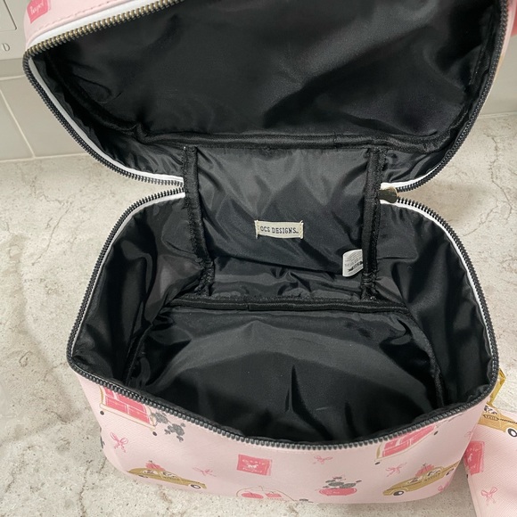 Pink Poodle Dog CHOOSE Train Case Cosmetic Travel Zip Top Toiletry Small Makeup - Picture 3 of 9